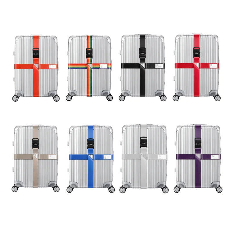 Anti-theft Luggage Buckle Cross Strap Password Adjustable Bundling Packing Baggage Belt Suitcase Trunk Belts Bag Accessories