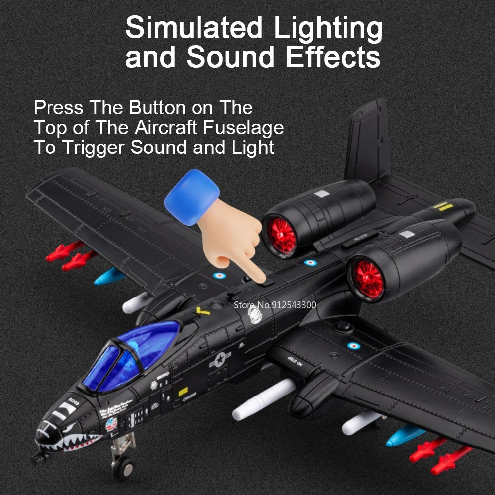 1:32 A-10 Thunderbolt II‌ F-14 Fighter Model Toy Foldable Wheels Metal Body Airplane Sound Light Models Gifts for Children