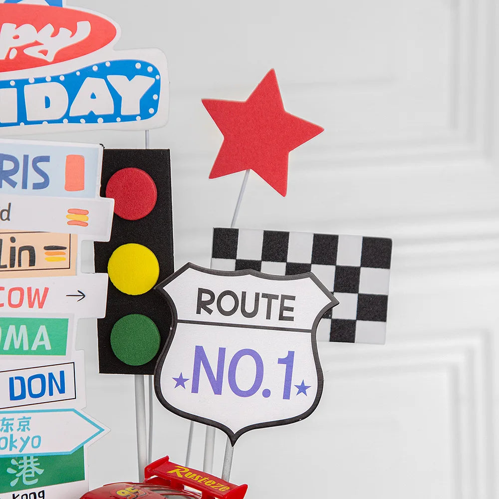 Cake Topper Happy Birthday Wedding Car Signpost Flag Star Kids Party Baby Shower Cupcake Toppers Decoration Baking Supplies DIY