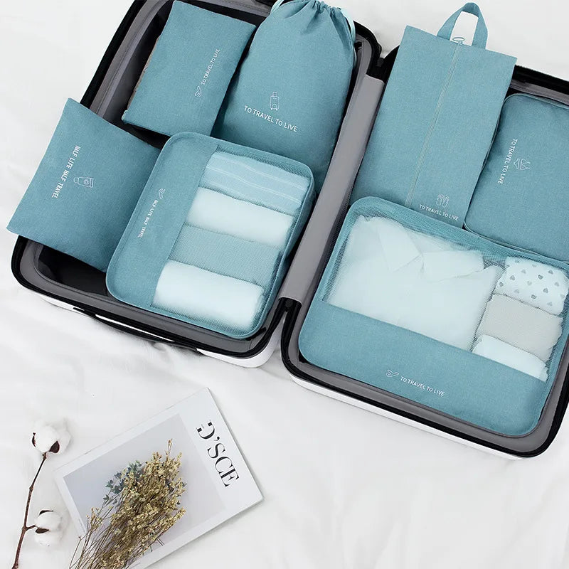Travel Luggage Organizer Set with Mesh Window and Zipper Closure Lightweight Packing Cubes for Suitcase Storage Daily Use