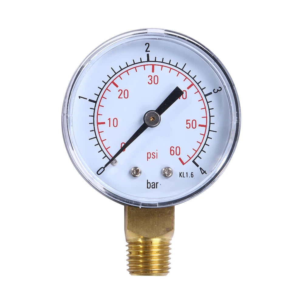 50mm 0-60 PSI Pool Filter Pressure Gauge 1/4 NPT Bottom Mount Spa/Pool/Aquarium Water Pressure Gauge Manometer
