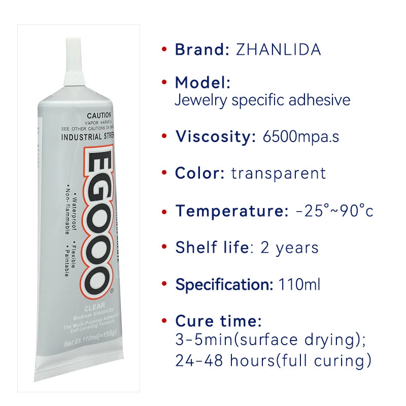 Zhanlida 50/110ML EGOOO Jewelry Decoration Glue Transparent DIY Pen Diamond Clothes Drill Phone Case with Needle Applicator