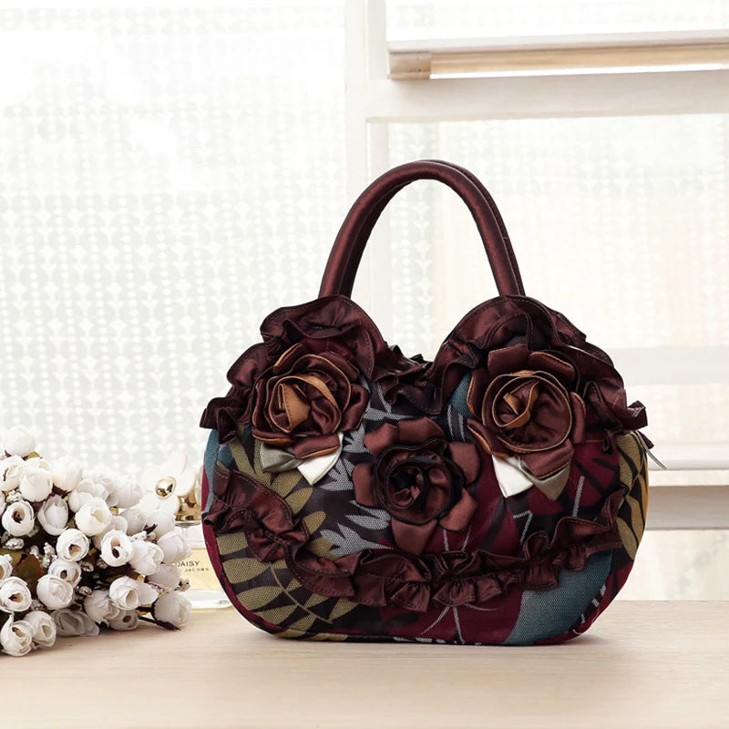 Hand-sewn flower-shaped bag for mom's key, small handbag, canvas bag, lace women's bag, mobile phone bag, women's bag