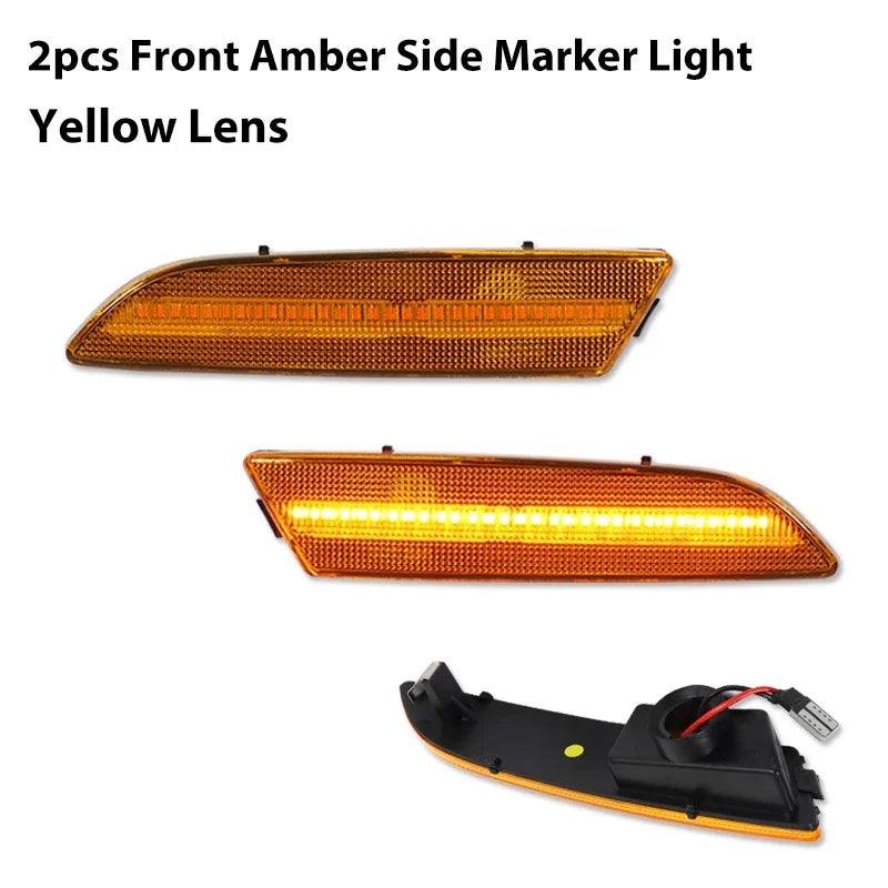 2PCS Amber Yellow Front Side Marker LED Lights For 2004-2008 Chrysler Crossfire Front Bumper Turn Signal Lamp Assembly 12V T10
