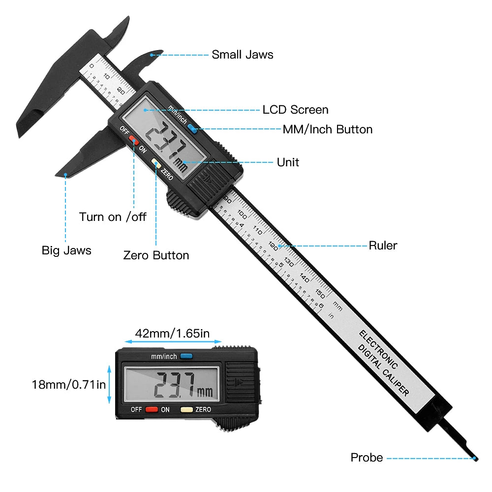 Digital Caliper 0-150mm/6 Inch 0.01mm Accuracy for CNC/3D Jewelry Printing Electronic Digital Measuring Tool Vernier Micrometer