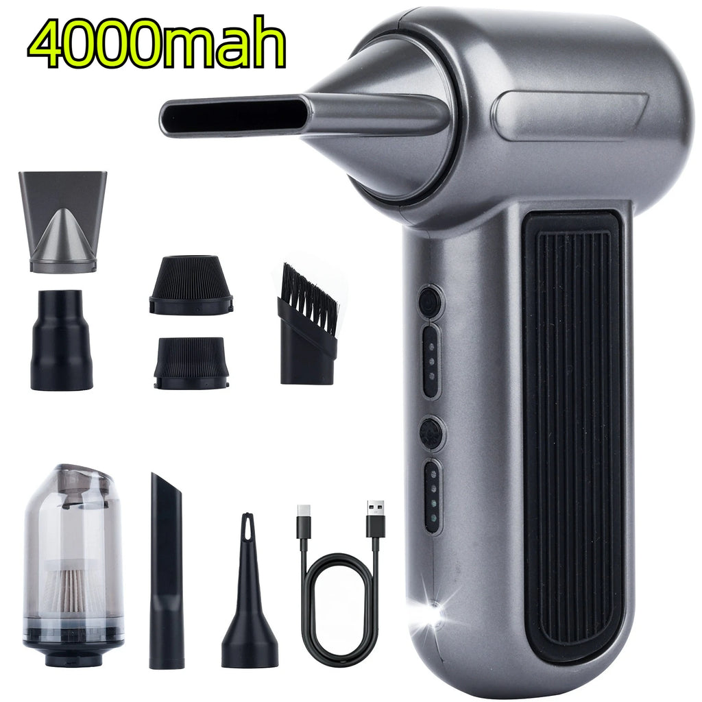 Car Vacuum Cleaner TF100 Turbo Fan Electric Air Duster Air Blower 4-Gear Brushless Motor for Car/PC/Home/Pet/Outdoor Cleaning