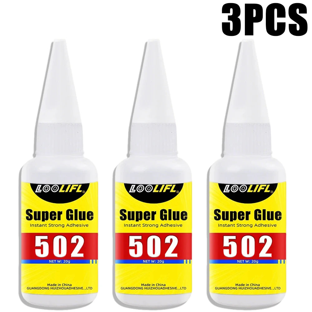 Loolifl 502 Super Glue Low Odor Fast Dry Instant Strong Adhesive Multi-Purpose Repair Glue for Wood Metal Plastic Ceramic Shoes