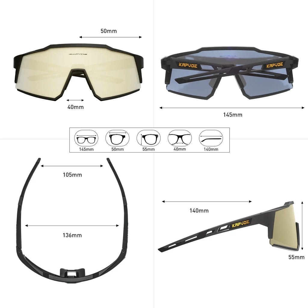 Kapvoe Polarized Sunglasses Fashion Cycling Glasses Bike Road Driving Goggles Outdoor UV400 Sports MTB Road Mountain Bicycle
