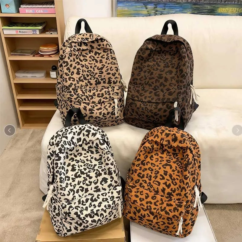 Casual Commuter Travel Leopard Print Women's Backpacks Large Capaci Lightweight School Bag Leisure College Student Backpack