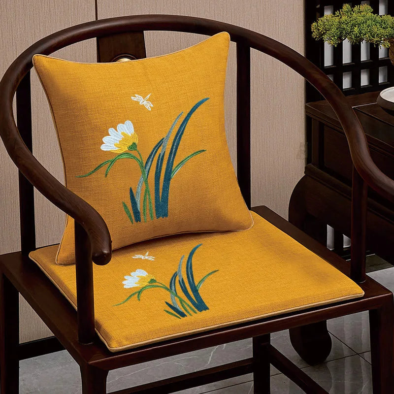 Chinese-style Dining Chair Seat Cushion Chair Pad Thickened Sponge Cushion Solid Wood Ring Chair Anti-slip Tea Chair Cushion