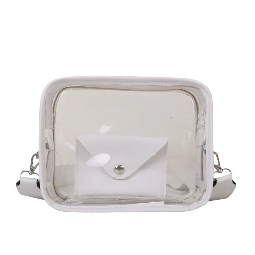 PVC Transparent Jelly Bag Small Square Bag Transparent Crossbody Bag for Women Candy Color Letter Fashion Shoulder Bag