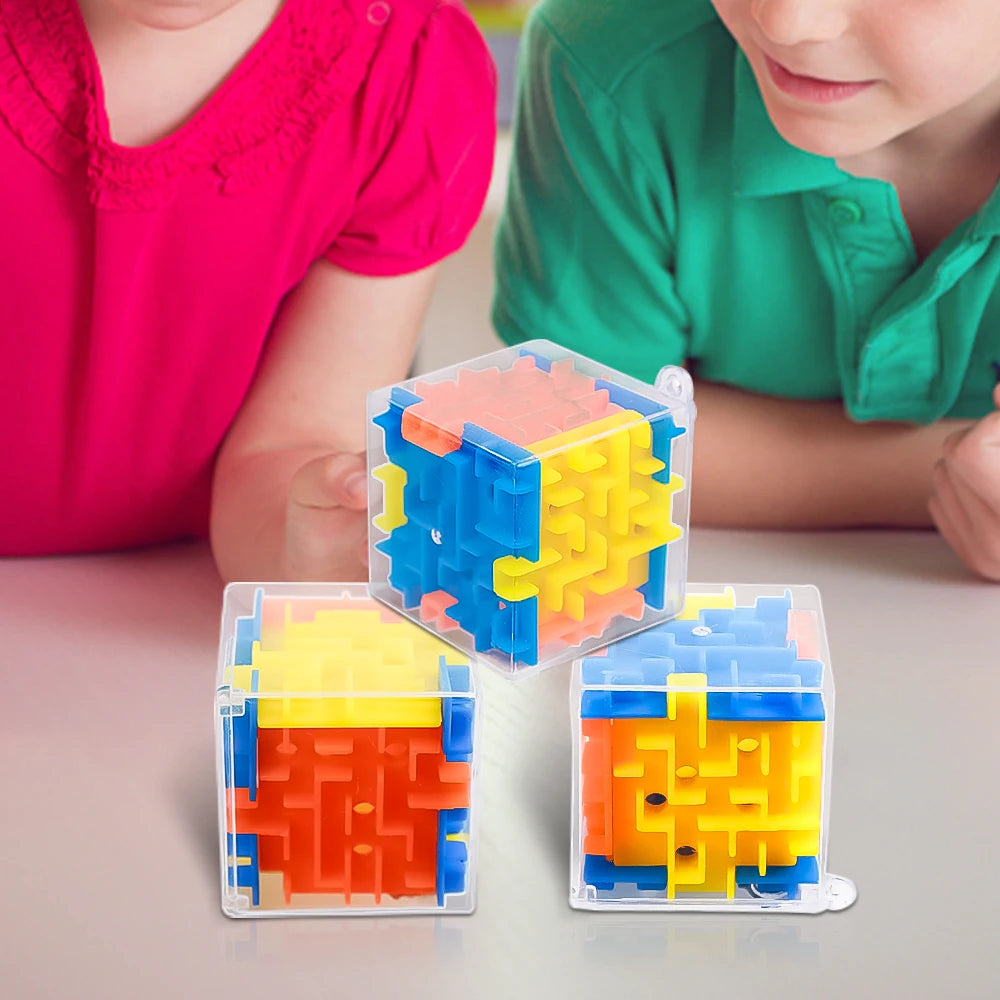 2pcs Kids Puzzle Educational Toys Transparent 3D Walking Bead Three-dimensional Maze Pinball Pressure Relief Mini Round Maze Toy