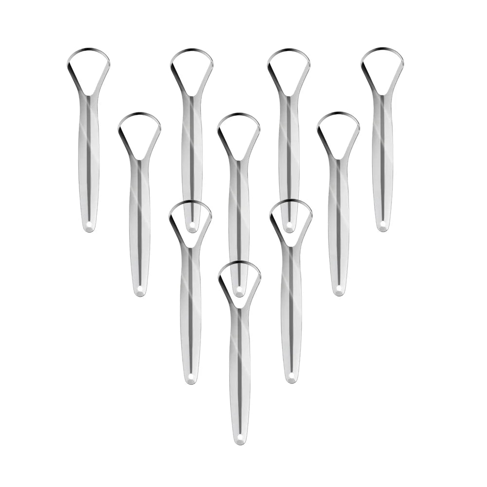 1/2/3/5/10Pcs Portable Single Layer Tongue Scraper Reusable Stainless Steel Oral Mouth Brush Tongue Scraper Fresh Breath Maker