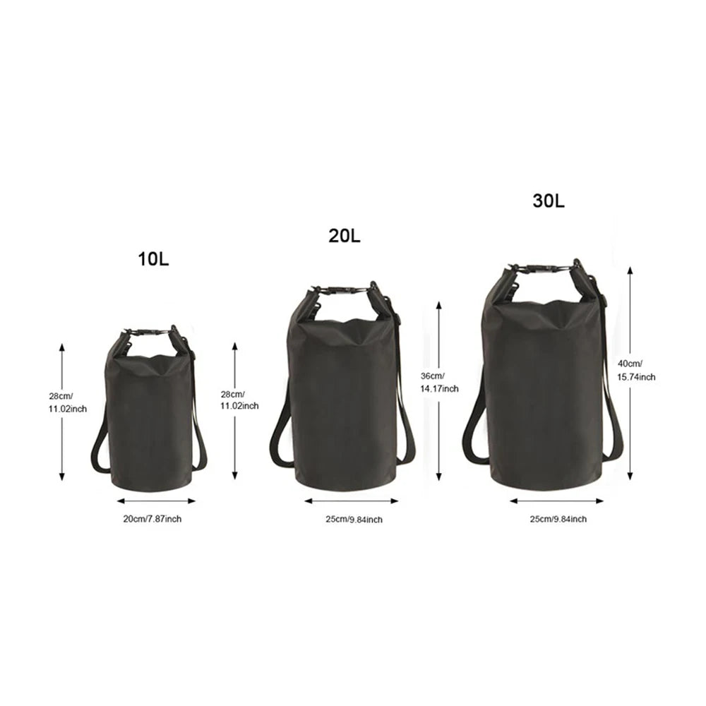 Outdoor PVC Dry Sack Bag Waterproof 10L 20L 30L Motorcycle Bag Shoulder Bag for Diving Swimming Hiking Driving Travel Kits