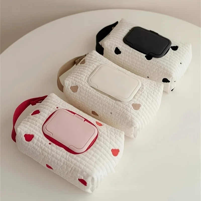 Korean Style Cute Embroidery Car Tissue Box Large Capacity Pull Paper Set Tissue Bag Stroller Tissue Hanging Bag