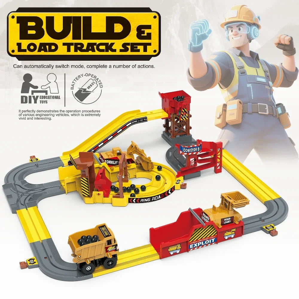 Adventure Powered Mine Cart Track Set Electric Engineering Vehicle Toy Educational Railway Gift Idea Kids Family