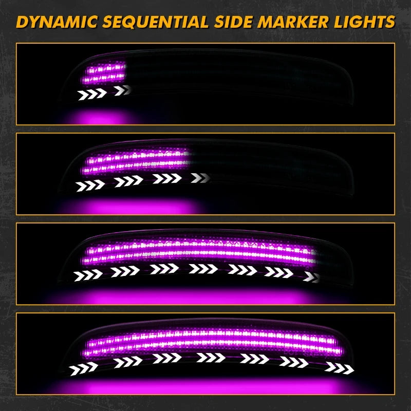 4Pcs/set LED Side Marker Light Front Rear Bumper Fender Lamp for Dodge Charger 2015-2023