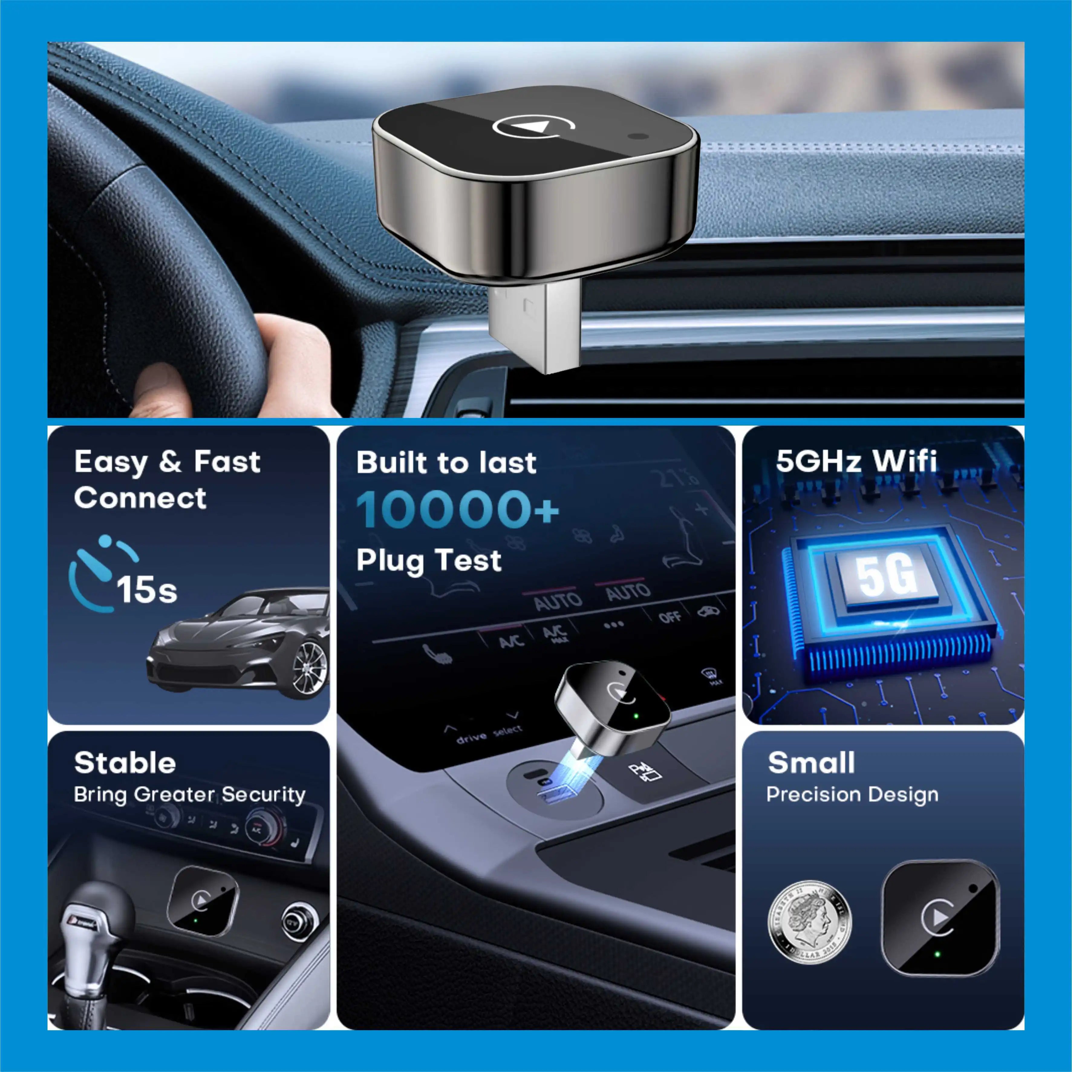 Pionray 2in1 Wireless CarPlay Dongle Wireless Android Auto Adapter Plug & Play For Car With Wired CarPlay/Android Auto