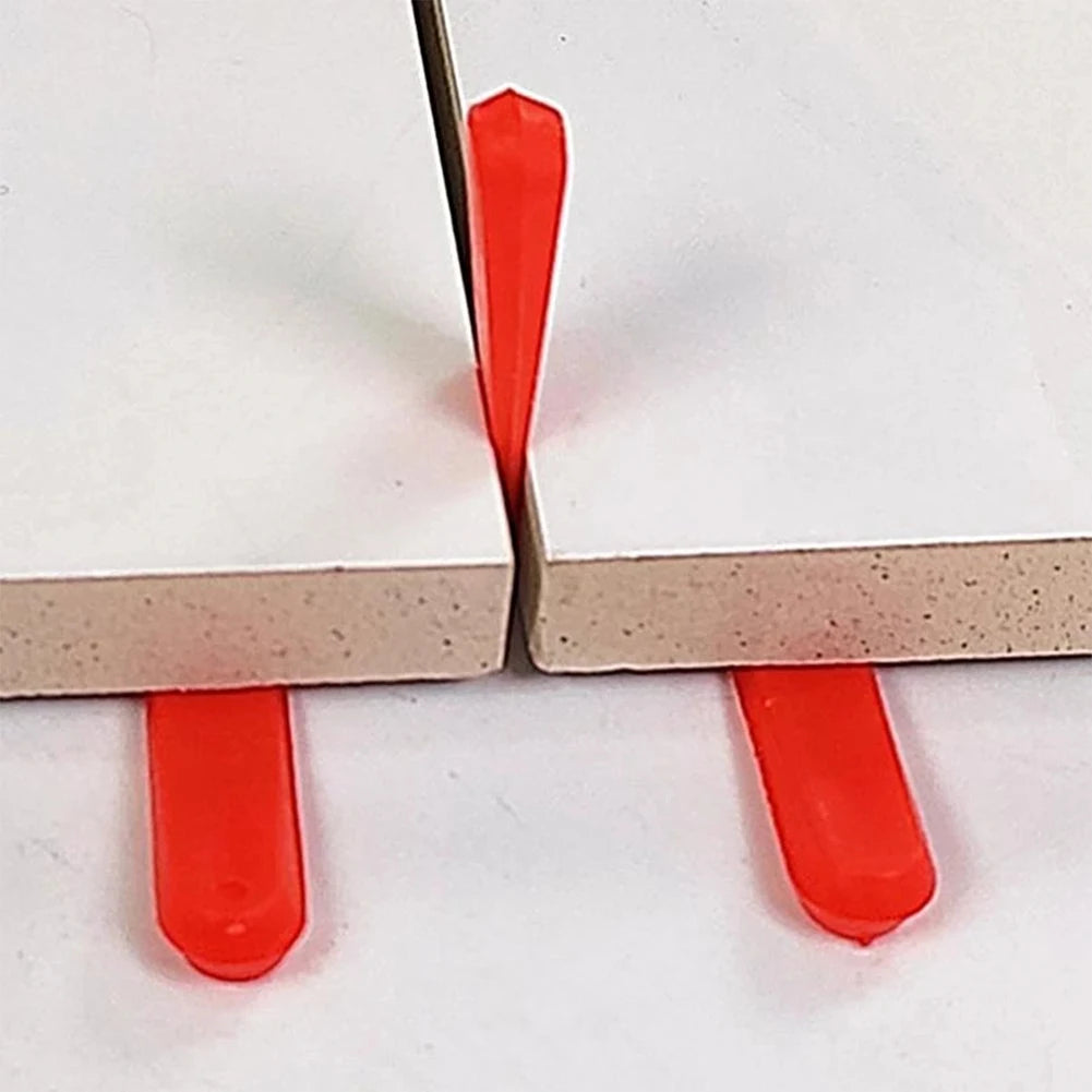 100pcs Tile Spacers Kit Plastic Tile Leveling System Kit Reusable Laying Level Wedges Red Leveler Wall Flooring Tiling Tools