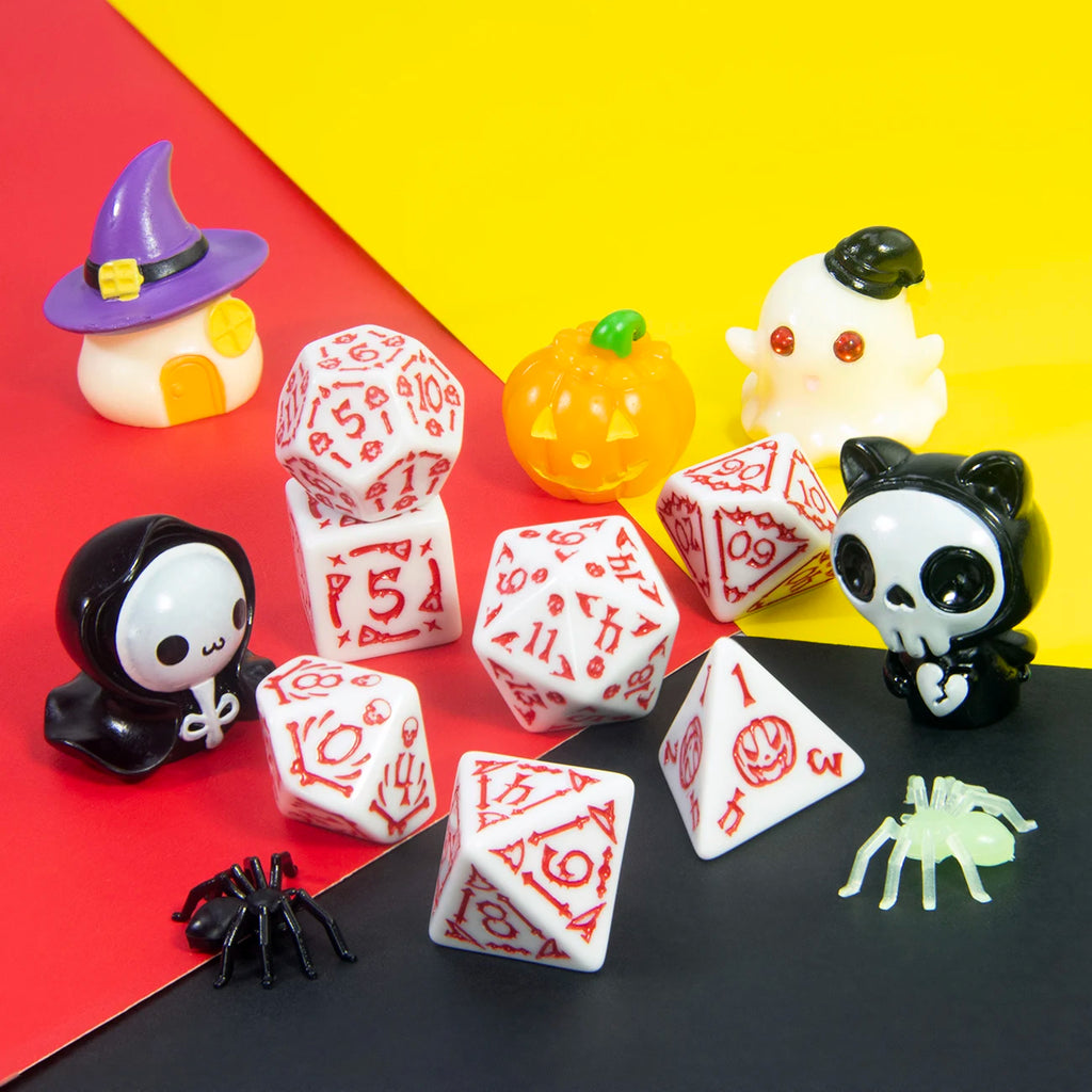 DND Dice Set 7pcs Halloween Pattern Polyhedral Dice Set for D&D RPGs Role Playing Table Games