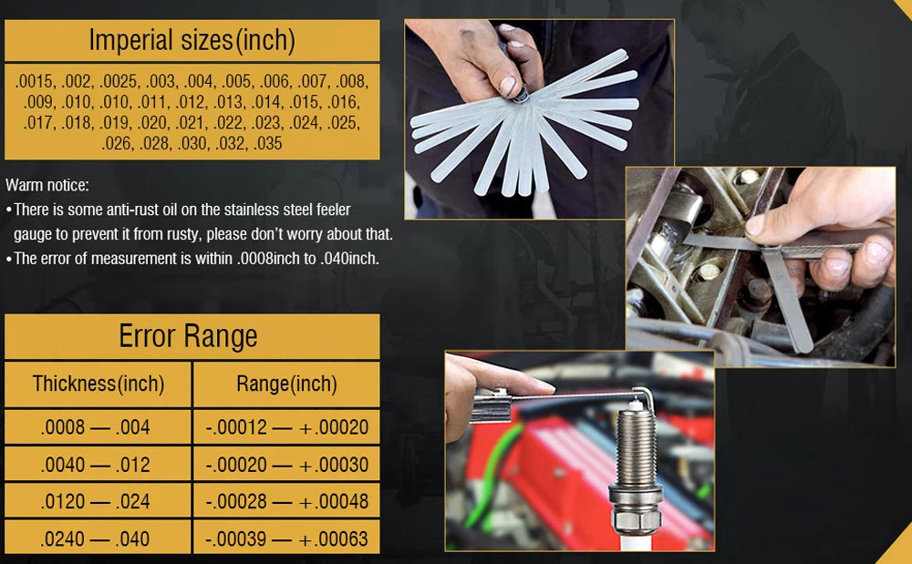 32 Piece Combination Feeler Gauge Portable Durable Various Specifications Arc Stainless Steel Feeler Gauge Gap Gauge Rangefinder