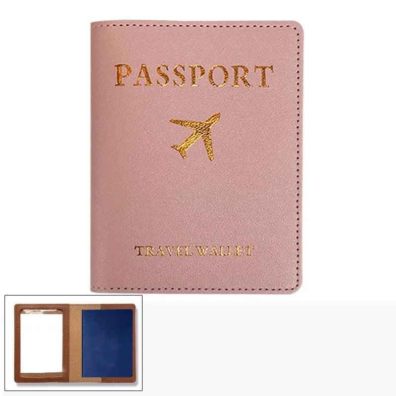 1pcs PU Leather Passport Cover Holder Women Men Passport Cover Flight Ticket Clip Multifunctional Passport Wallet Id Holder Case