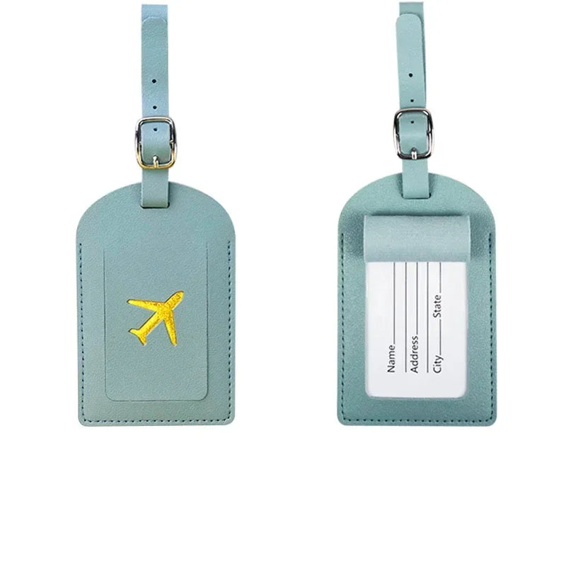 Luggage Tag Women Men PU Leather Travel Suitcases Identifier Label Baggage Boarding Bag Tags Name ID Address Holder Accessories