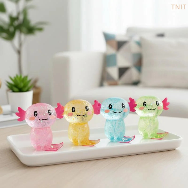 [J]Glitter Stress Relief Decompression Axolotl Toy Cute Malt Sugar Squeeze Fidget Toy For Adults Kids Adults Birthday Party Gift