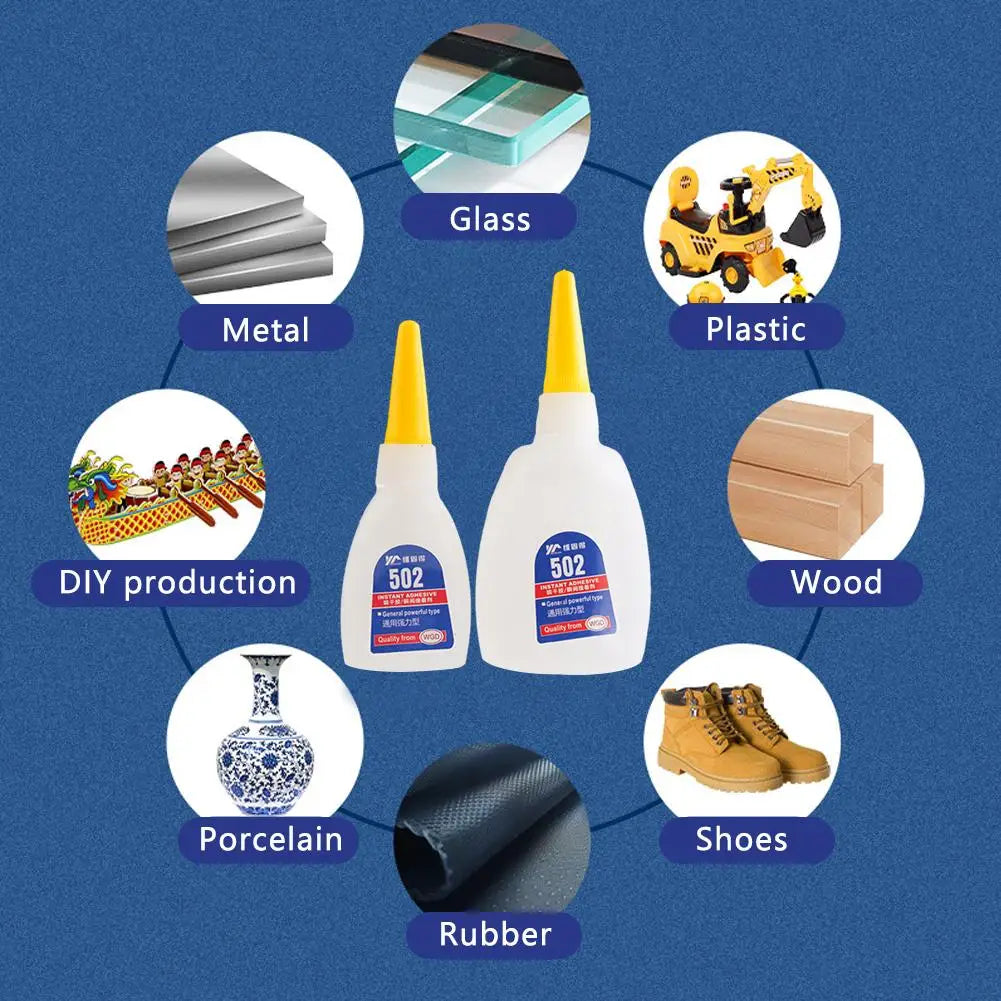 502 Super Glue Instant Quick-drying Cyanoacrylate Adhesive Leather Rubber Wood Metal Strong Liquid Glue Tool