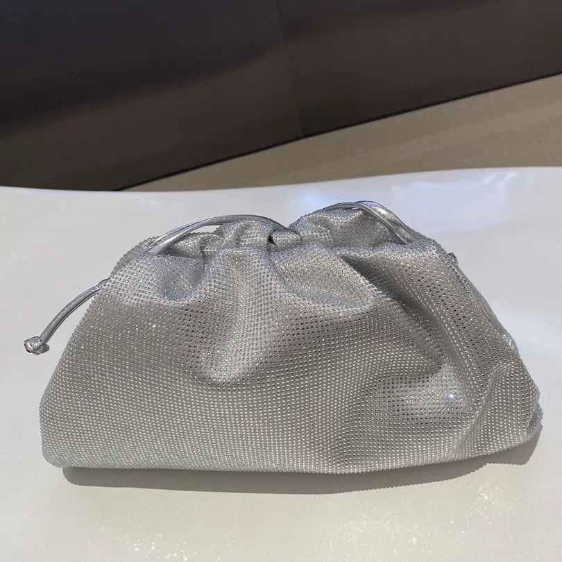 Luxury Designer Glitter Rhinestone Diamond Cloud Bag Evening Bag Wedding Party Clutch Purse Women Handbag Shoulder Messenger Bag