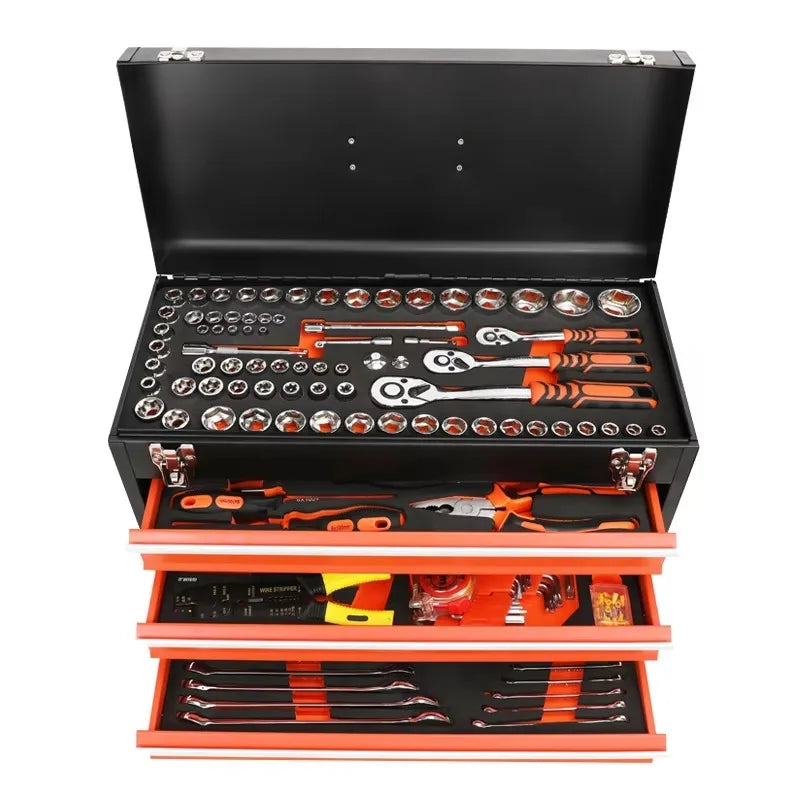 Portable Metal Tool Box With 3 4 Drawers Waterproof Design For Electrician Maintenance And Home DIY Projects