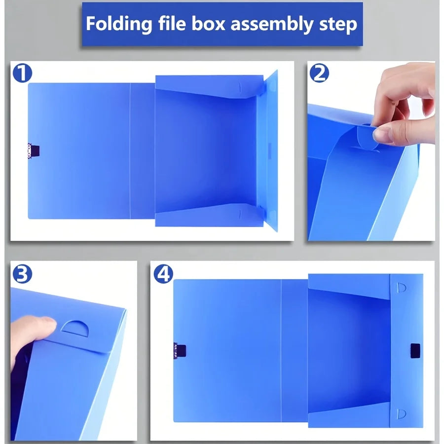 1pcs Foldable A4 File Folders, Large Capacity PP Document Storage Boxes, Suitable for Office, School, Back to School Season