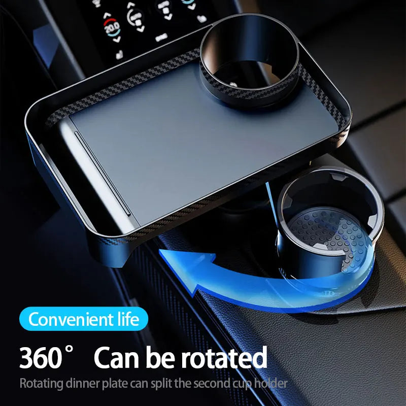 SEAMETAL Premium Car Cup Holder Expander Multi-Function Drink Holder with Food Table 360-Degree Adjustable Base Tray for Snack