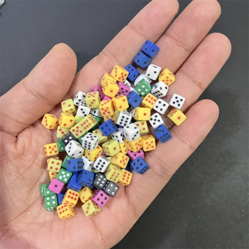 200Pcs 12colors 5*5*5mm Solid Clear Transparent Mini D6 Acrylic Right Angle Point Dice Six Sided Cube For Board Game accessories
