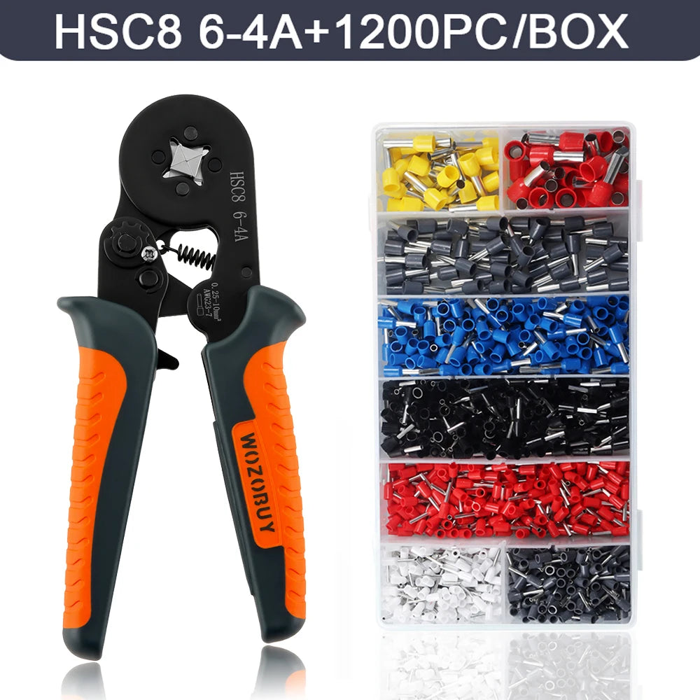 Ferrule Crimping Tool Kit , Ratchet Pliers  with Wire End Ferrule Terminals, Quadrilateral Wire Crimp Pliers with Crimp