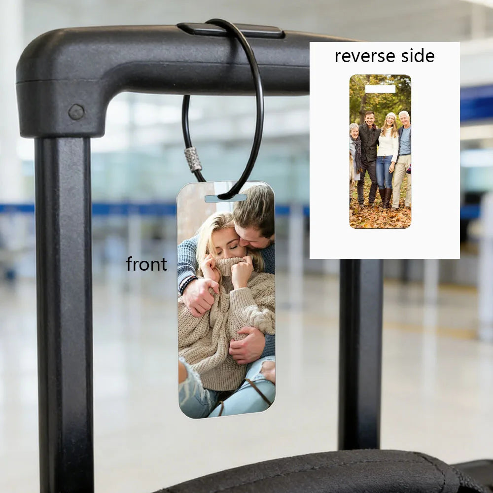 Customized Photo Double-Sided Alloy Luggage Tags Travel And Business Trip Family Luggage Bag Pendants Customized Luggage Tags