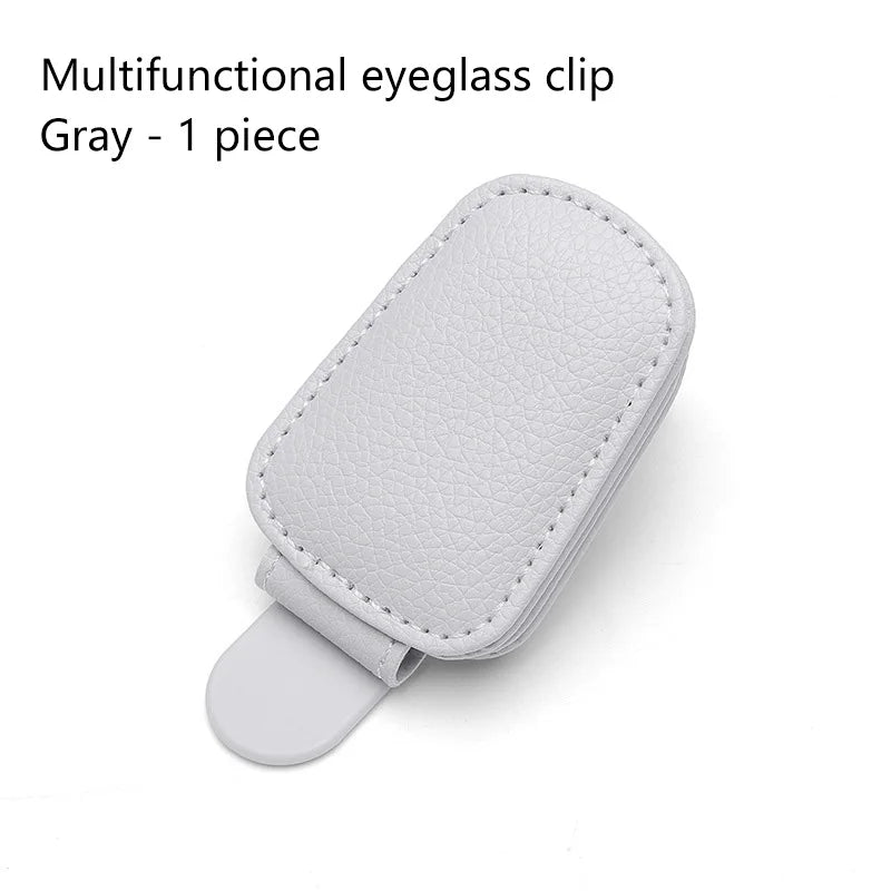 Multifunction Car Sun Visor Glasses Clip Leather Eyeglasses Clip Magnetic Sunglasses Holder Hanger Universal Interior Accessorie