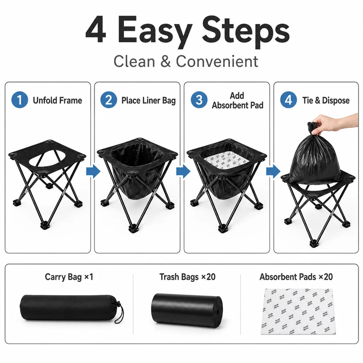 Portable Folding Car Toilet Outdoor Camping Travel Emergency Toilet Lightweight Foldable Seat for Adults Elderly Hiking Fishing