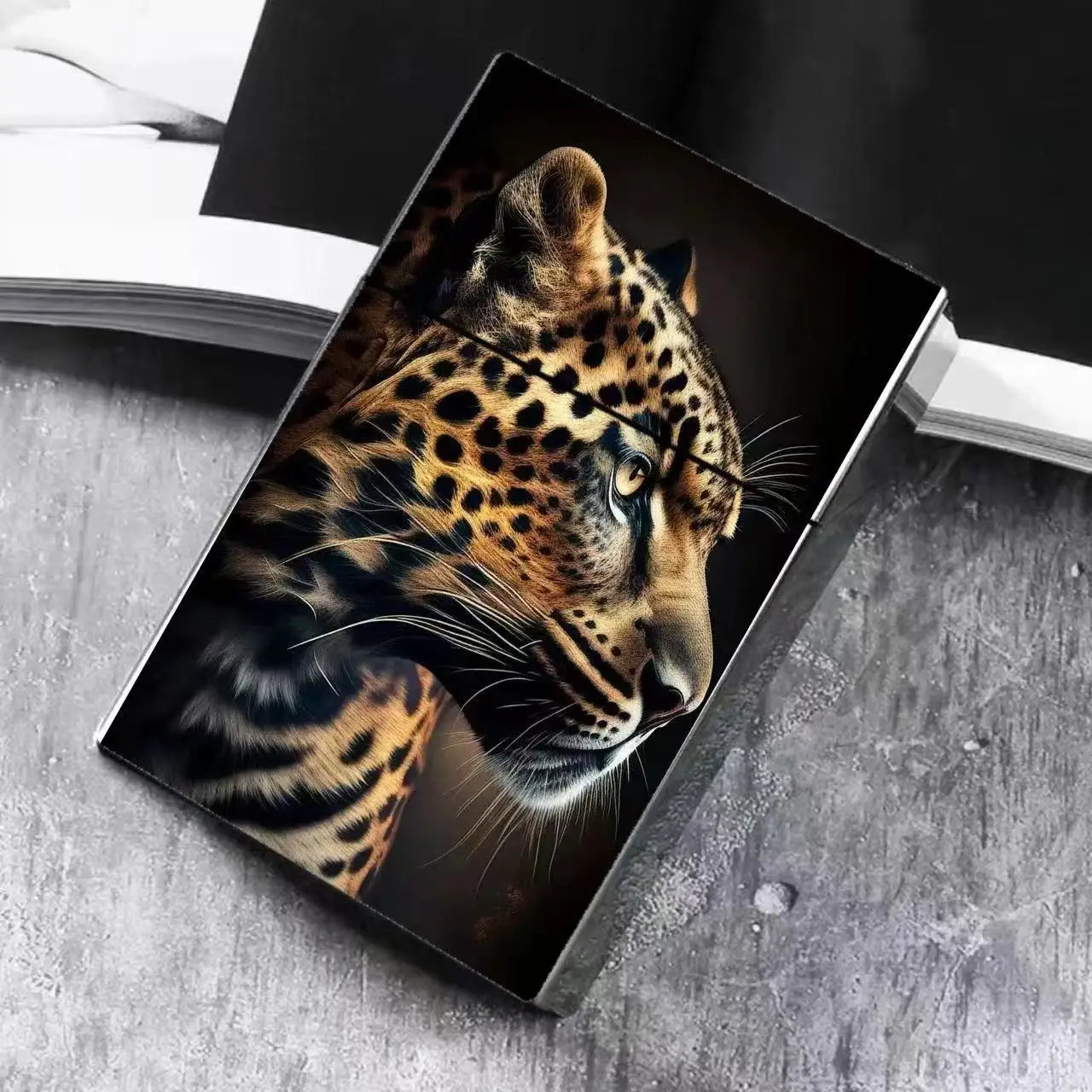 Ins Style Animal Print Cigarette Case for 20 King Size | 2-in-1 Card Holder& Crushproof Box | Cool Gift with Wild Pattern Design