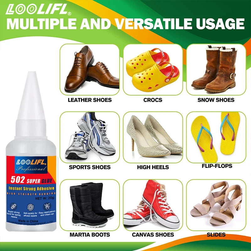 LOOLIFL Strong Shoe Repair Glue Soft Adhesive Worn Shoes Boot Sole BondMulti-Purpose Waterproof Repairing Liquid Tool GLUE 20ml