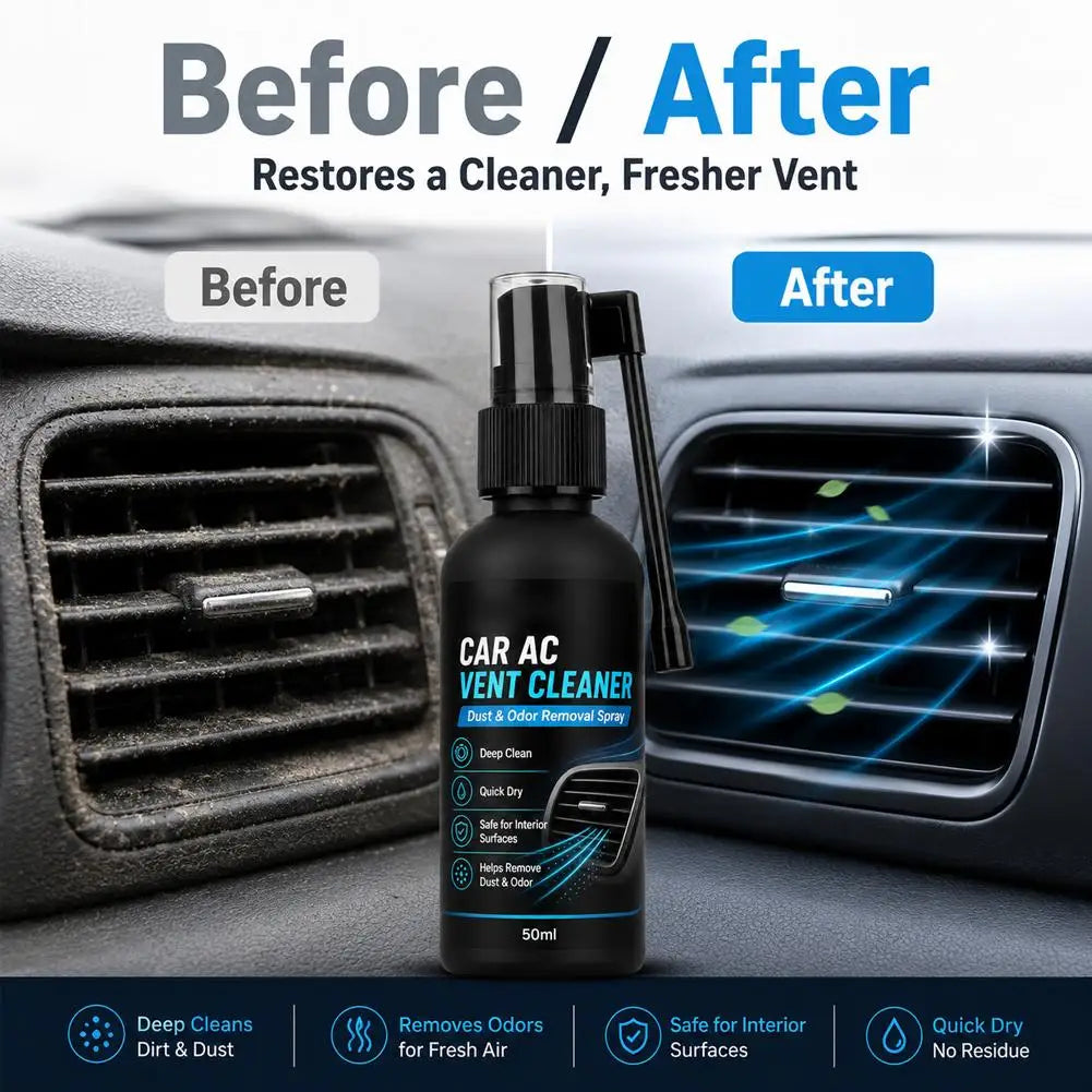 50/100ml Car AC Vent Cleaner Spray With Extended Precision Nozzle Deep Clean Dust Odor For Auto Interior Dashboard Narrow Gap