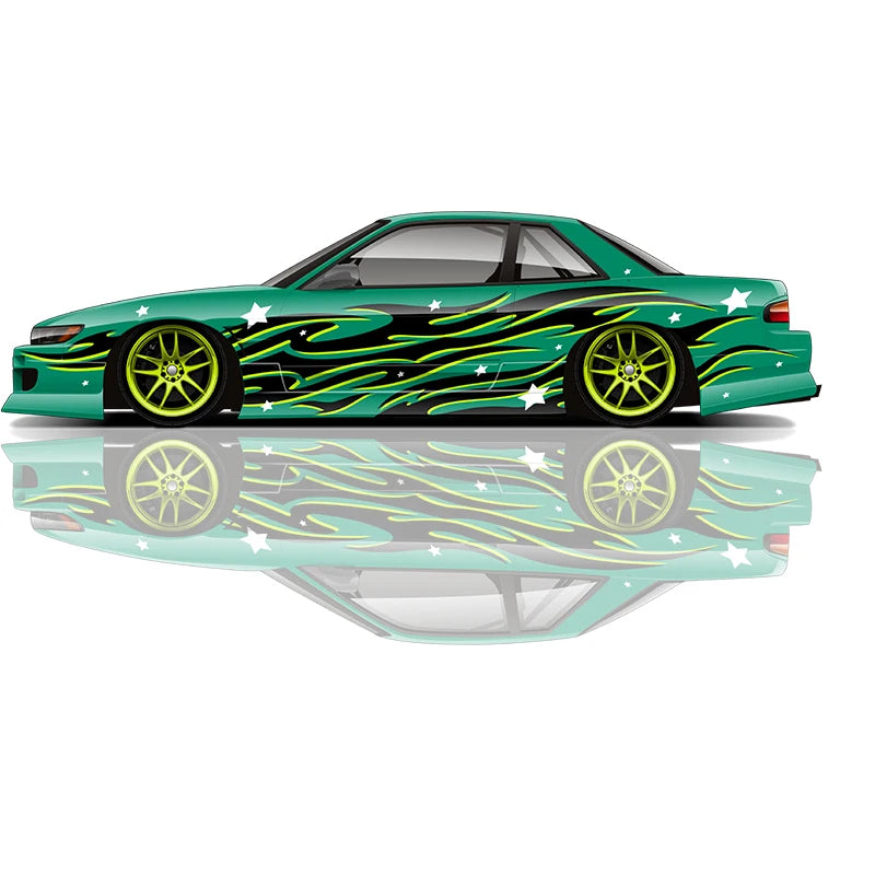 flame Car stickers modified racing car SUV accessories packaging decals PVC custom side graphic stickers decals