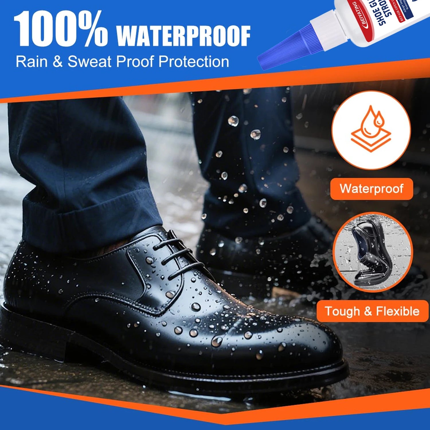 35-50g Super Strong Shoe Glue with Nozzle, Waterproof Fast Repair Adhesive for Sneakers Heels Leather, Professional Sole Repair
