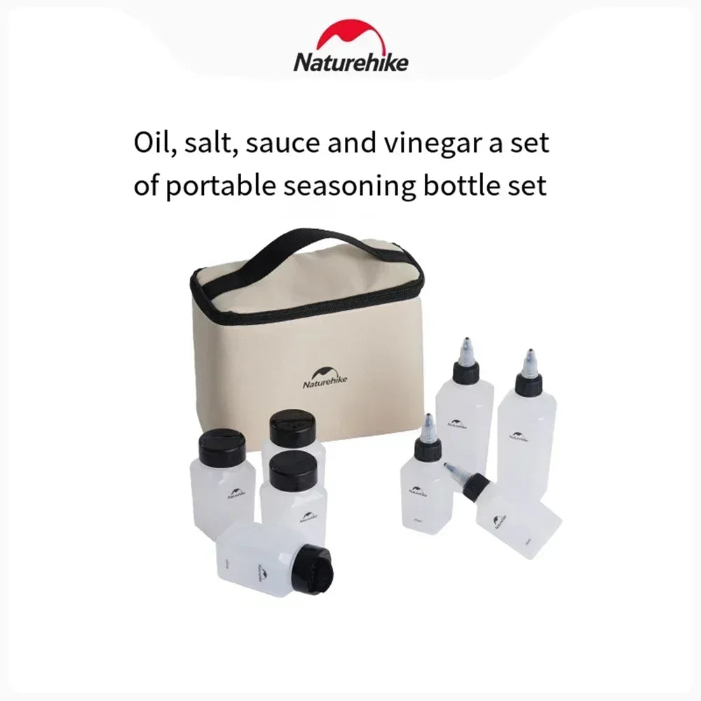 Camping Accessories Outdoor BBQ Picnic 6/8 Pieces Set Seasoning Spice Storage Jars Set with Storage Bag