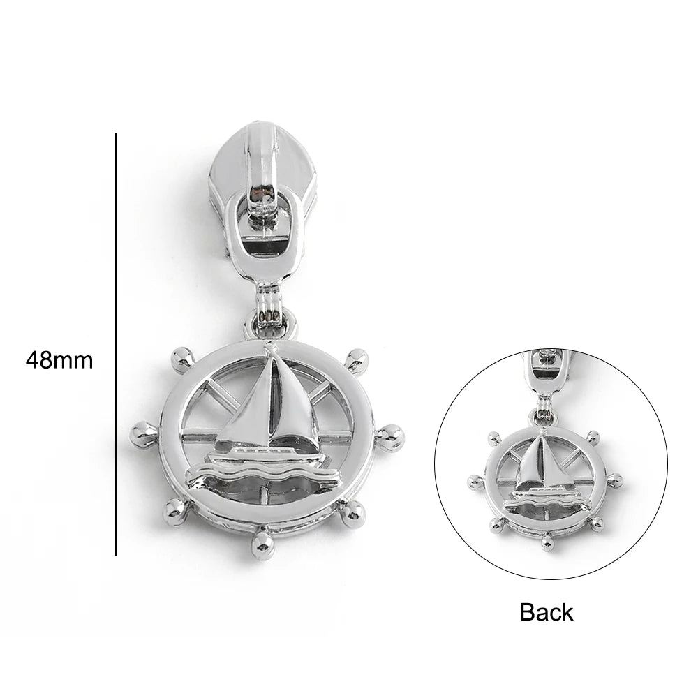 10/40/100PCS Sailboat/Sewing machine Shape 5# Nylon Zipper Puller Slider For DIY Garment Bags Shoulder Shoes Replace Accessories