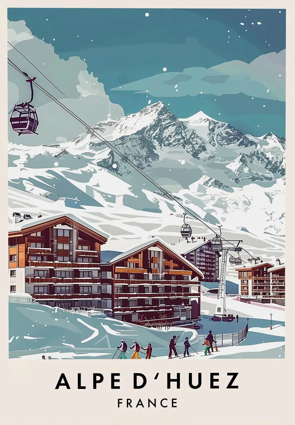 Famous Ski Resorts Travel Posters France Alpes Saint Anton Snow Mountain Prints Canvas Painting Wall Art Picture Home Room Decor
