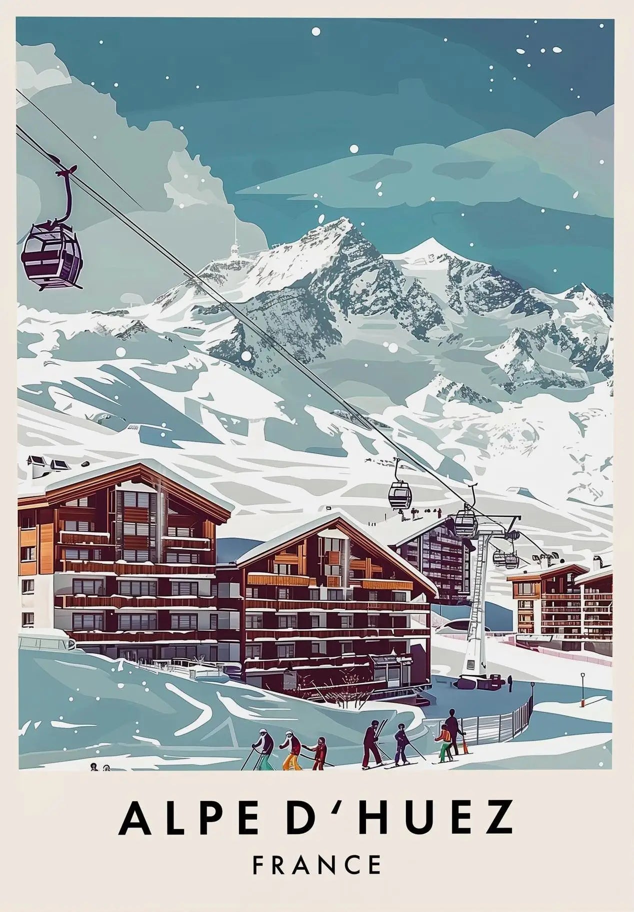Famous Ski Resorts Travel Posters France Alpes Saint Anton Snow Mountain Prints Canvas Painting Wall Art Picture Home Room Decor