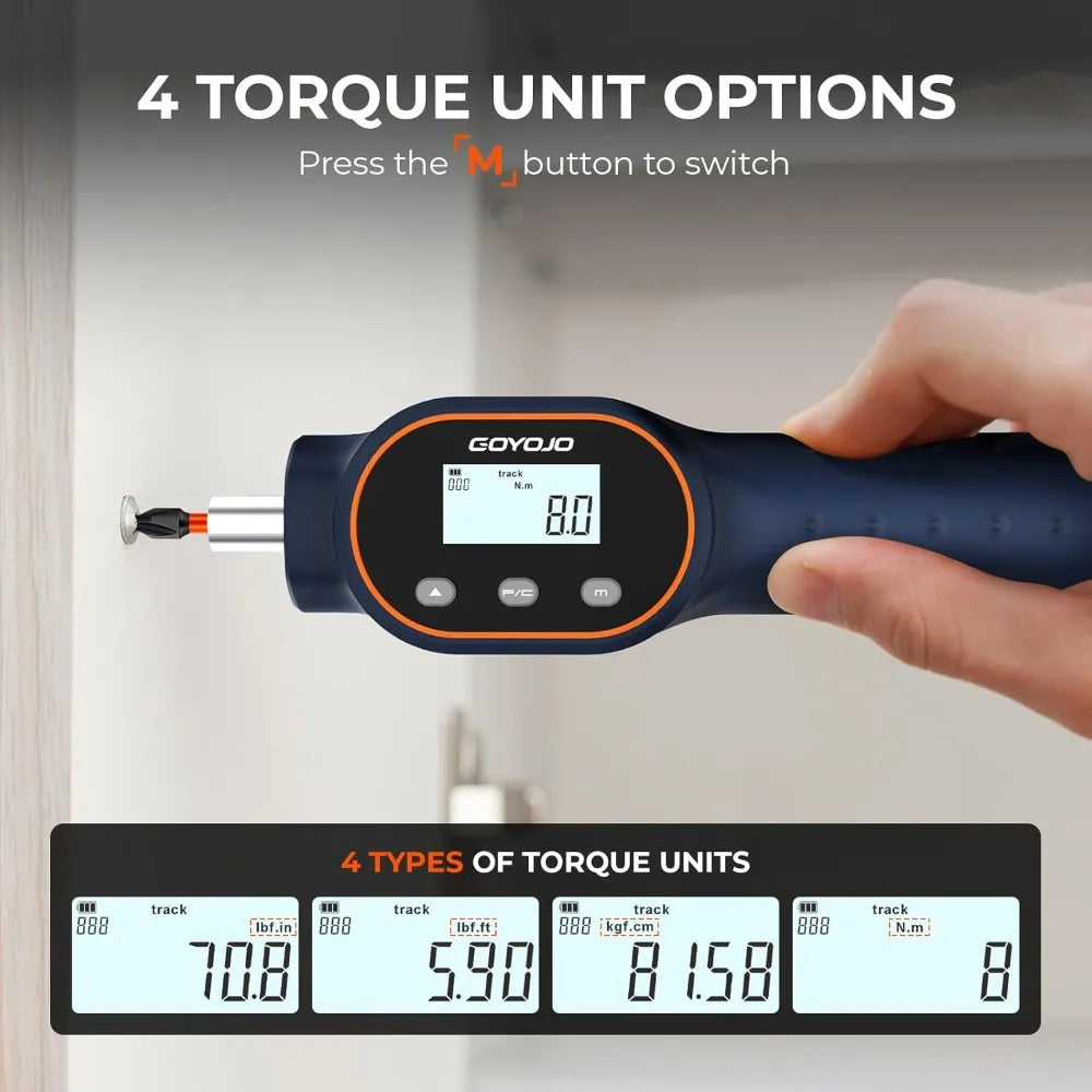 Digital Torque Screwdriver 7.08-70.8 in-lbs, 1/4" Adjustable Torque Wrench Screwdriver Set with Magnetic Bits for Gunsmithing