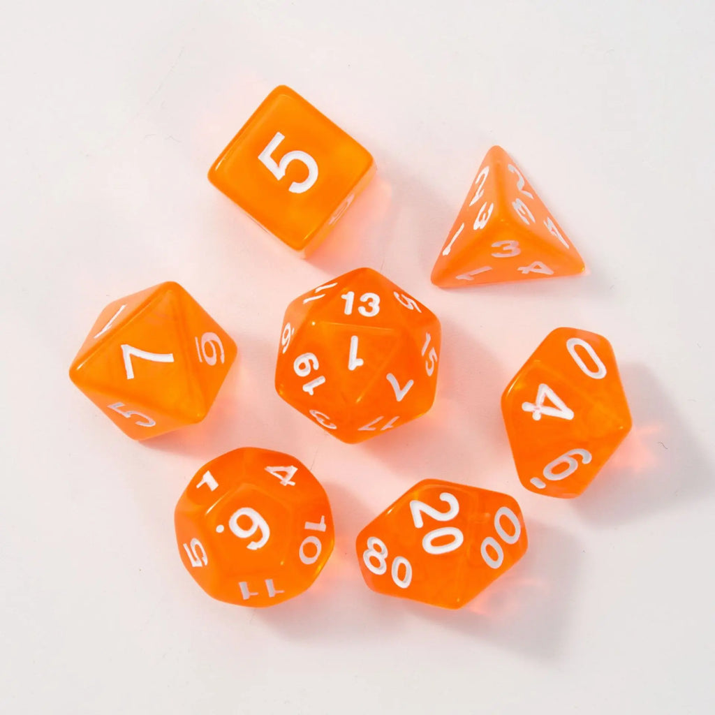 7Pcs/set Transparent Dice Polyhedral Dice Set for Dnd Tpg Trpg Cthulhu D20 D12 D10 D8 D6 D4 Table Board Games Number Dice Kit