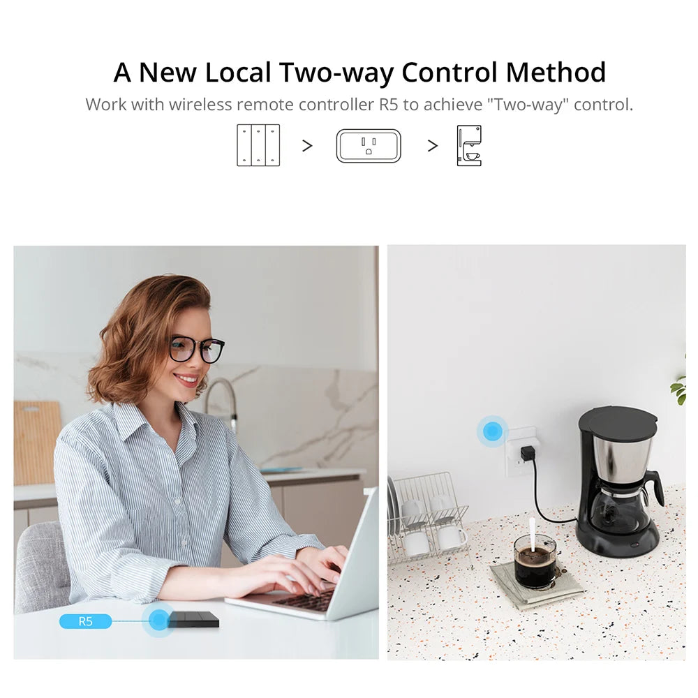 SONOFF iPlug S40/ S40 Lite US WiFi Smart Plug 15A with Energy Monitor 120V Wireless Socket Two Way Control Support R5 Remoter